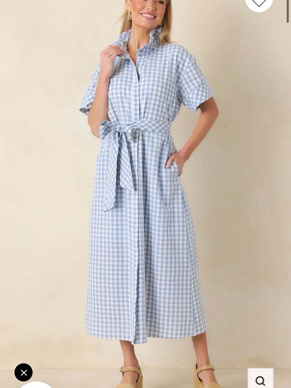 Red Dress Boutique Light Blue Gingham Shirt Midi Dress